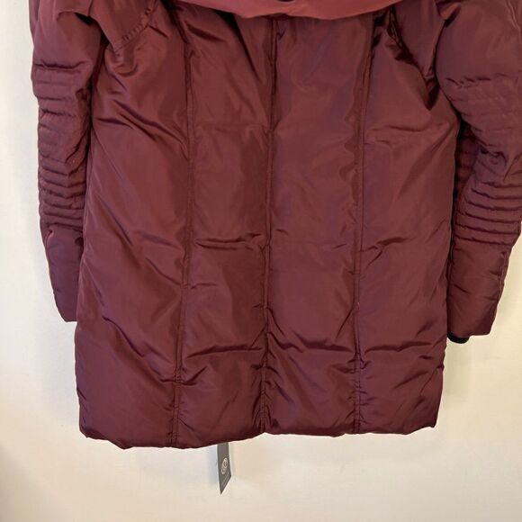NEW Ellabee Burgundy Double Bib Down Parka with Faux Fur Hood - Picture 8 of 12